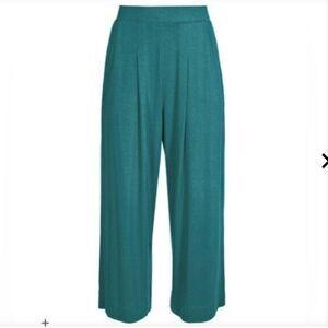 Peruvian Connection Twyla Wide Leg Teal blue flat front crop pant XL